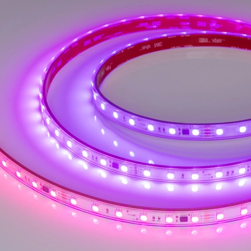 Лента светодиодная герметичная SPI-PFS-B60-12mm 24V RGB-PX6-BPT (12 W/m, IP68, 5060, 5m) (Arlight, бегущий огонь)