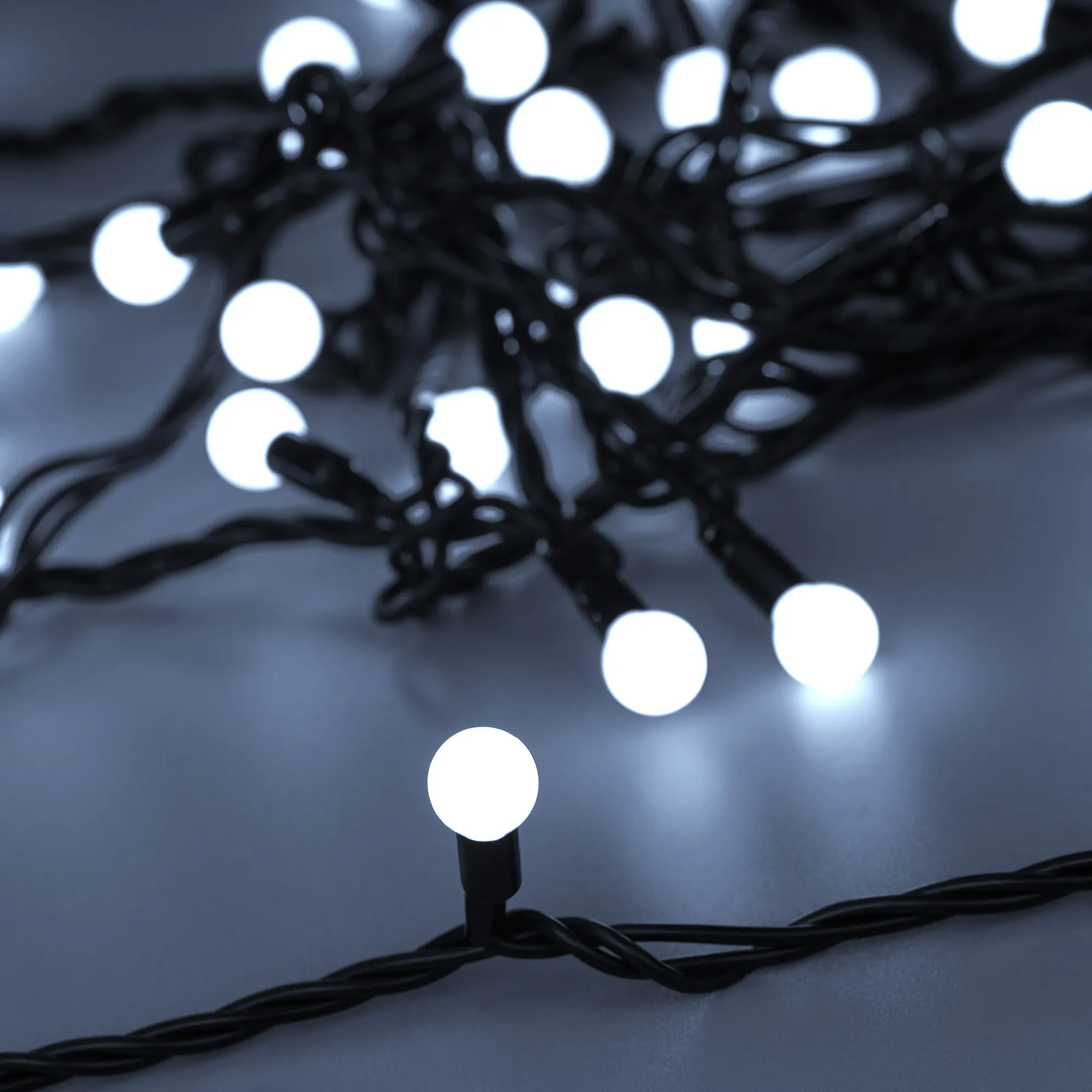 Светодиодная гирлянда ARD-BALL-CLASSIC-D13-10000-BLACK-100LED WHITE (230V, 7W) (Ardecoled, IP65) - изображение товара