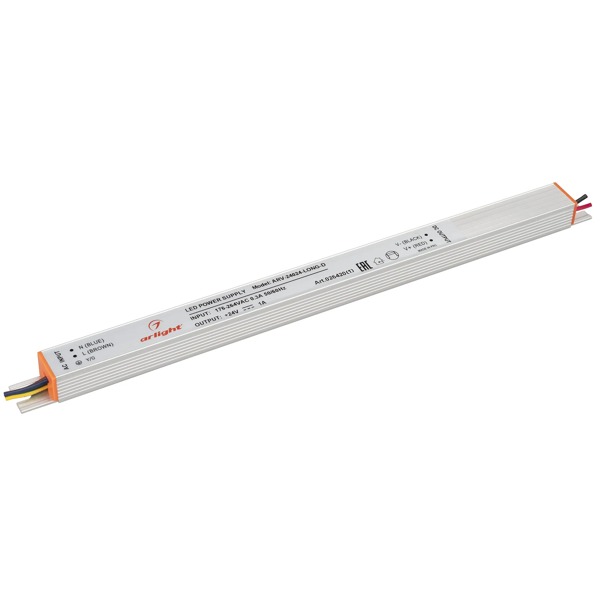Блок питания ARV-24024-LONG-D (24V, 1A, 24W) (Arlight, IP20 Металл, 2 года) - изображение товара