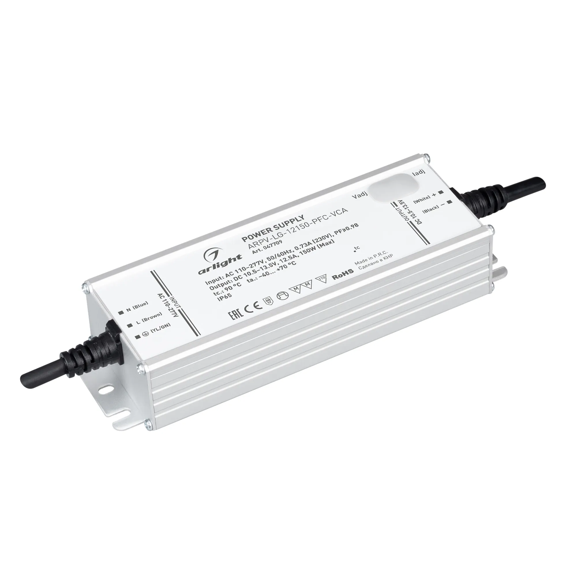 Блок питания ARPV-LG-12150-PFC-VCA (10.5-13.5V, 12.5A, 150W) (Arlight, IP65 Металл, 5 лет) - изображение товара