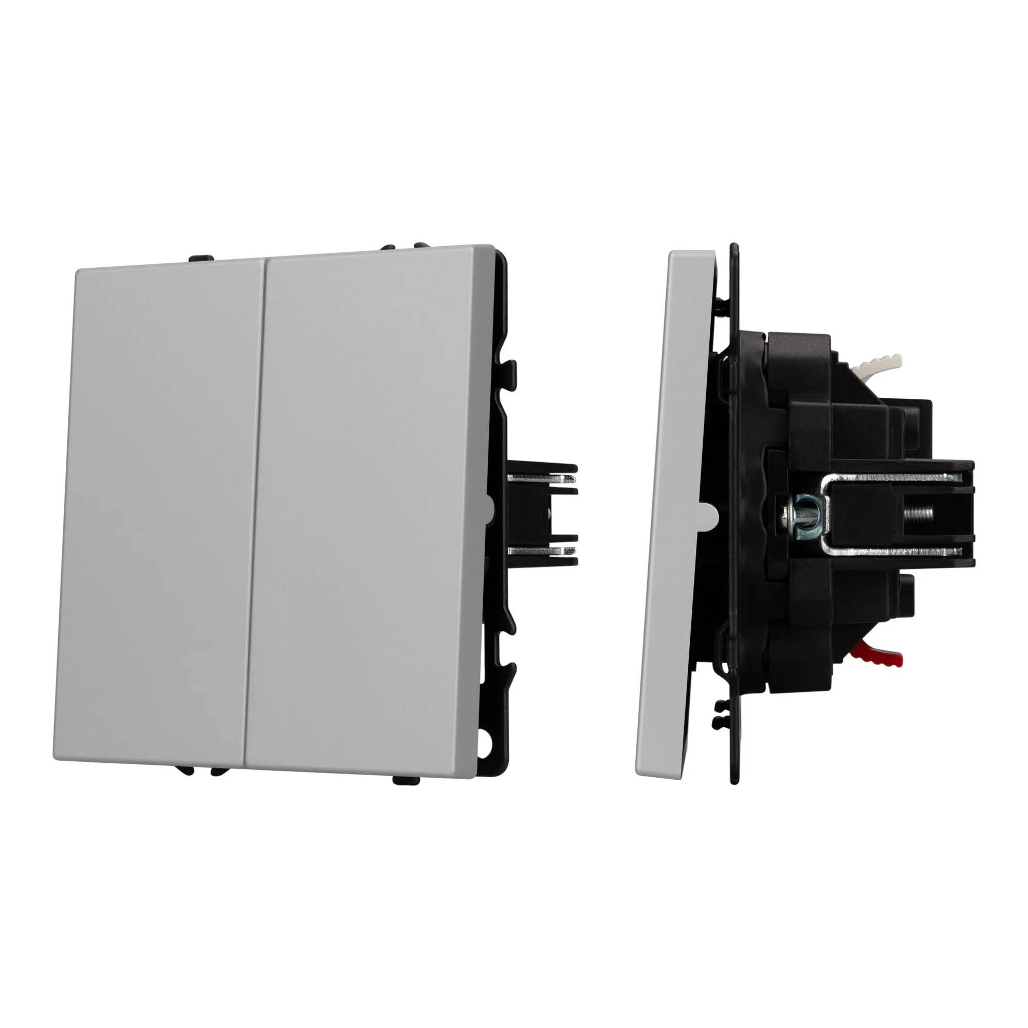 Механизм выключателя двухклавишный непроходной SWT-NOBE-MK02-SFPL-IS (230V, 10A) (Arlight, Никель) - изображение товара