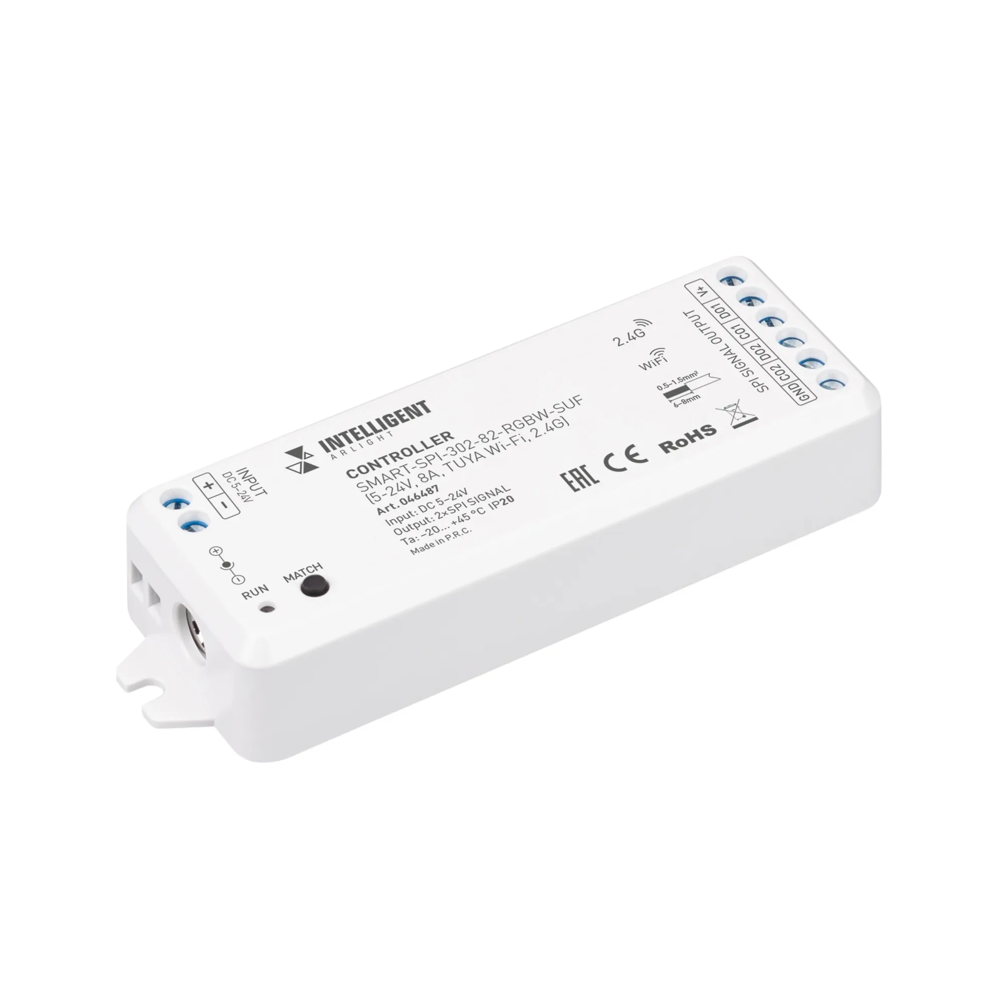 INTELLIGENT ARLIGHT Контроллер SMART-SPI-302-82-RGBW-SUF (5-24V, 8A, TUYA Wi-Fi, 2.4G) (IARL, IP20 Пластик, 5 лет)